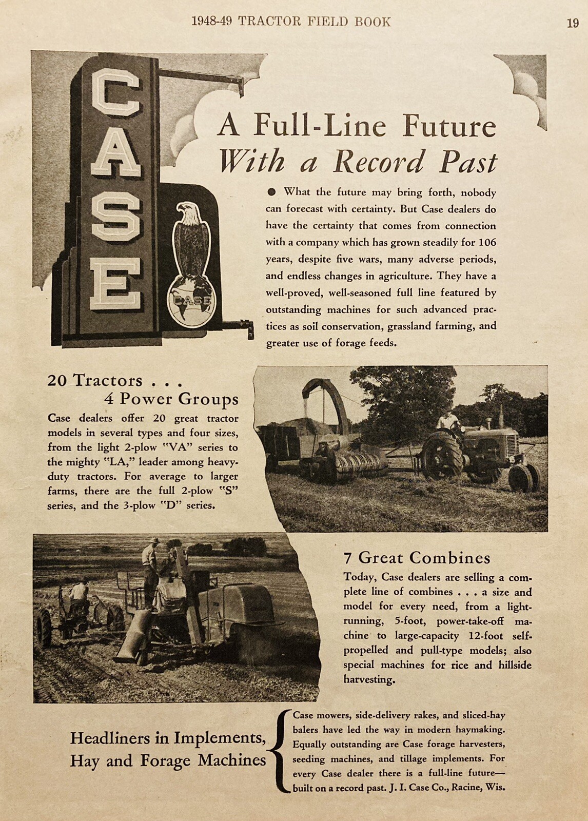 1948 AD.(XH80)~J.I. CASE CO. RACINE, WIS. TRACTORS AND COMBINES
