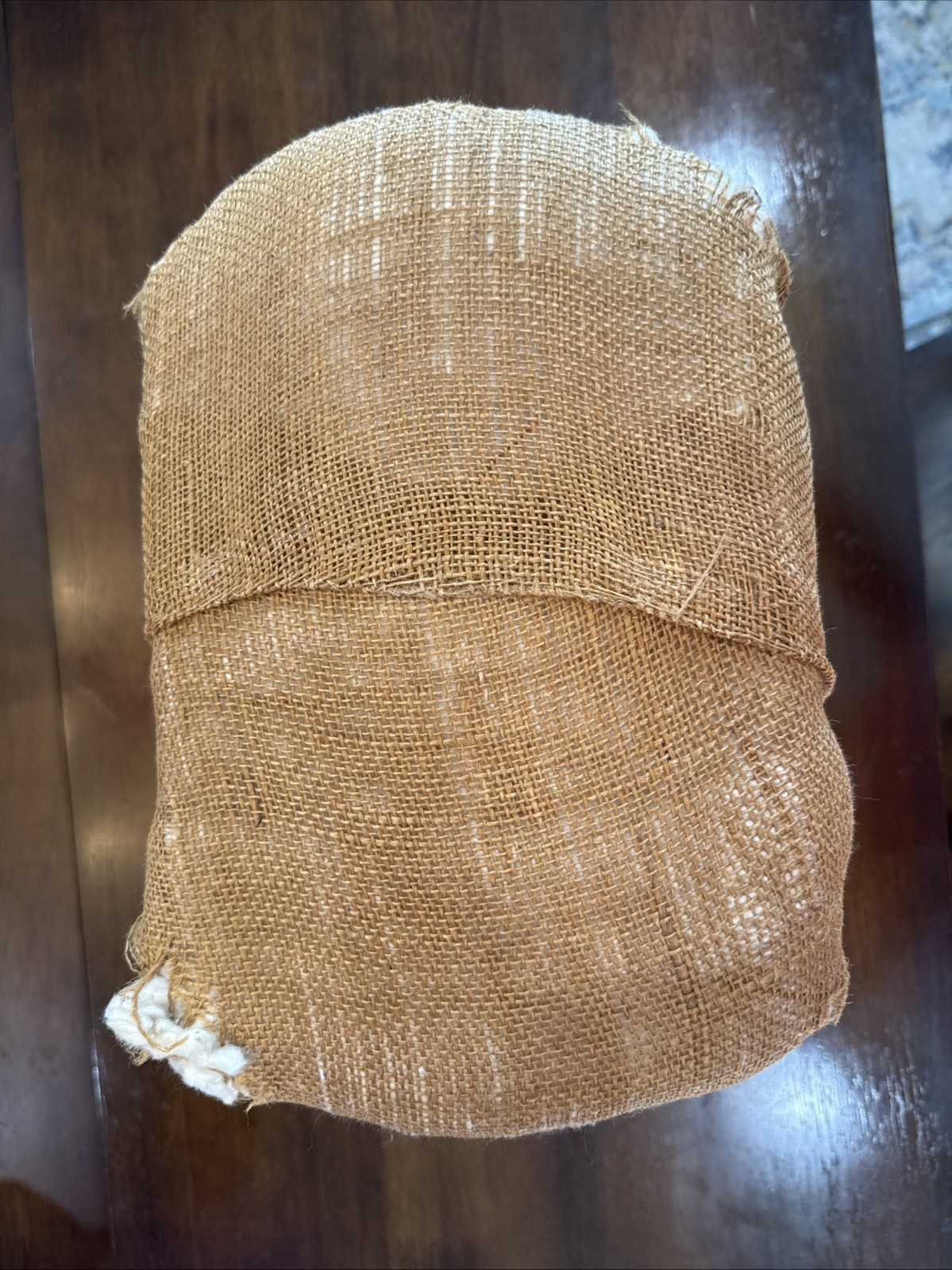 Medium Vintage Bale Of Raw USA Cotton burlap Wrapped 13 in x 8 in x 12 in
