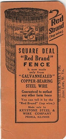 1930 Square Deal “Red rand” Fence Advertising Memo Book