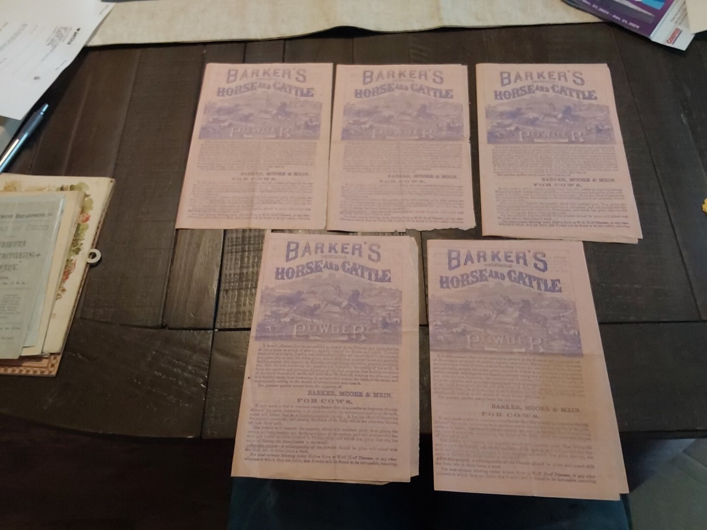 Barkers vegetable Horse & Cattle Powder Advertising Envelope & Brochures 1800s