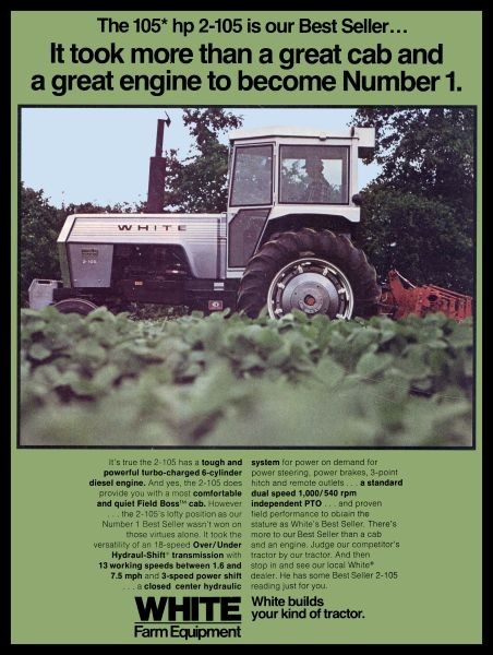 1977 White Tractors Turbo Six Model 2-105 NEW Sign: 24×30″ USA Steel XL Size