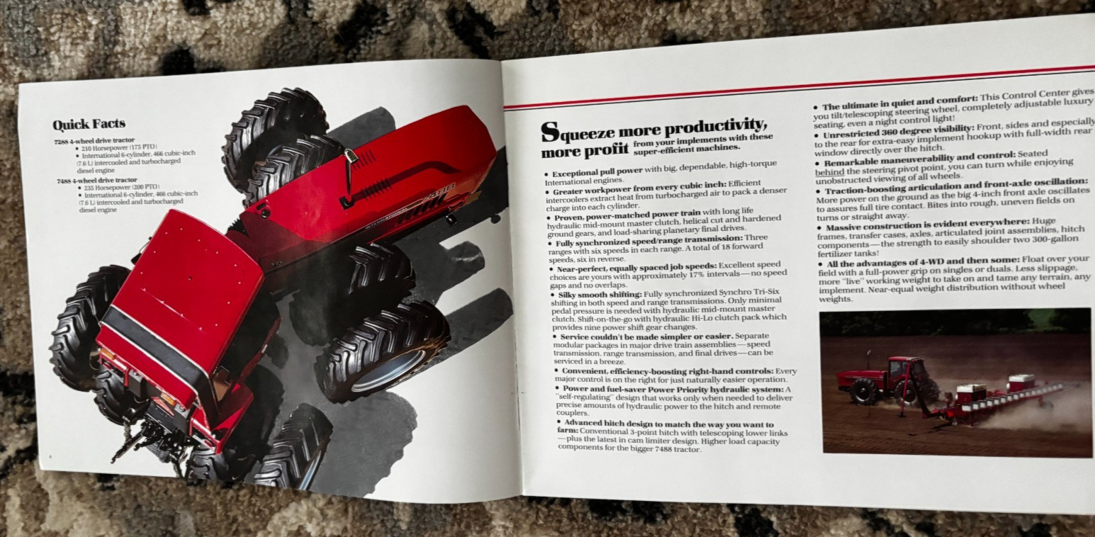 International Harvester 7288 7488 Tractor For 1984 Brochure DCPA26