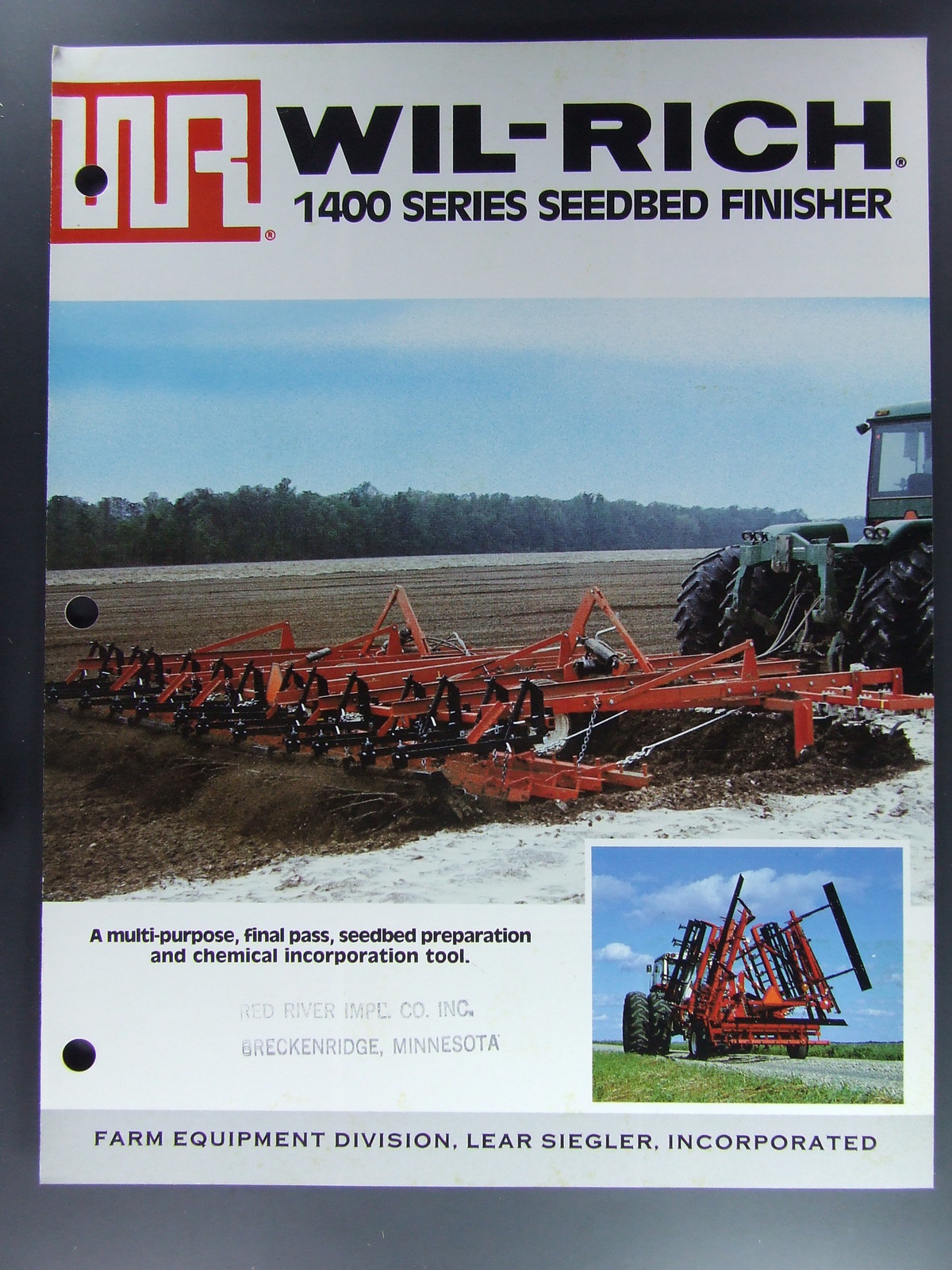 Wil-Rich 1400 Series Seedbed Finisher Brochure Farm Implement Breckenridge MN