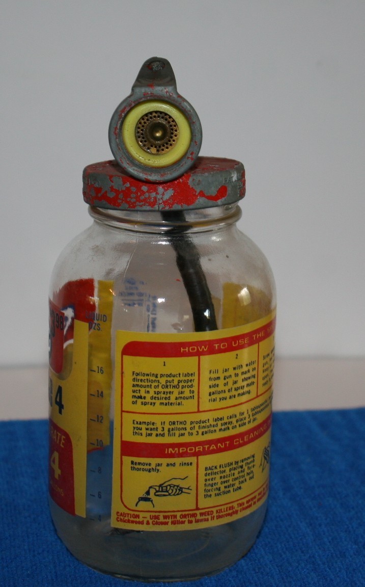 Vintage Ortho Lawn Sprayer Spray-ette 4 Glass Jar Metal Lid 8″ Instruction
