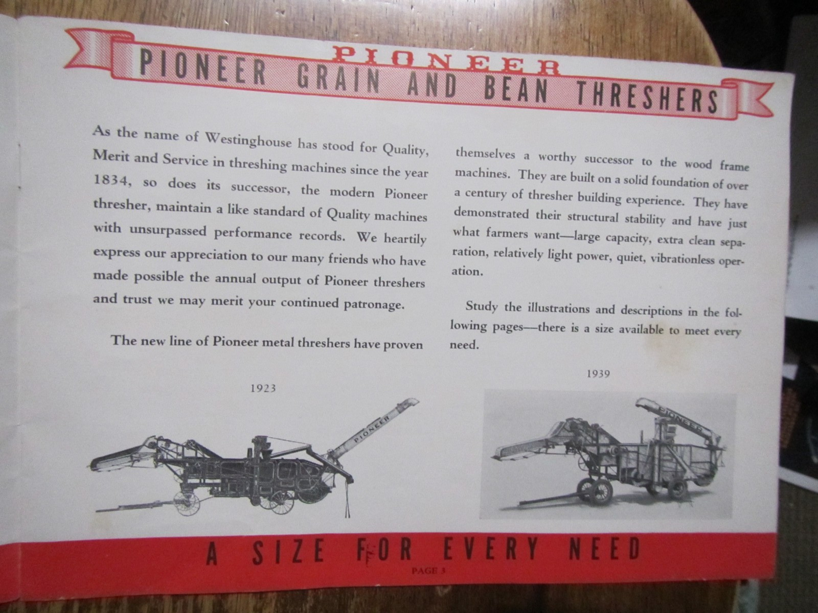 Early 1900’s Pioneer Thresher Brochure-Shortsville,NY Farm Implement Rarely Seen