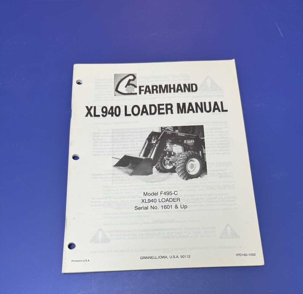 Farmhand XL940 Loader Operator’s & Parts Manual