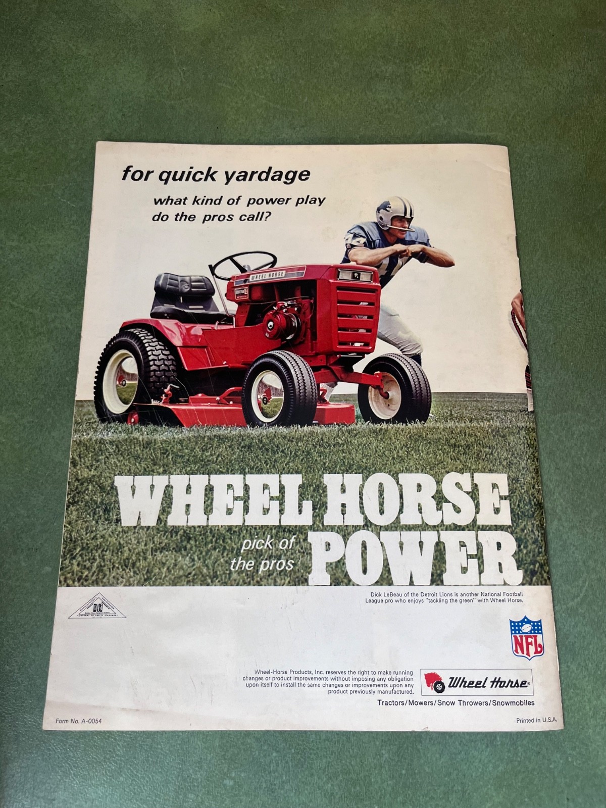 Original 1970 Wheel Horse Garden Tractor Sales Brochure