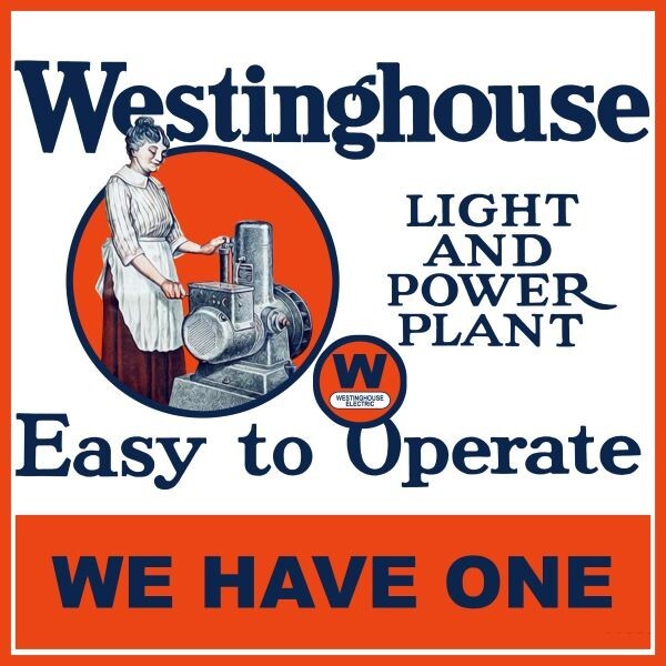 Westinghouse Light & Power Plant NEW Sign: 28″ Dia. Square XL Size- USA Steel