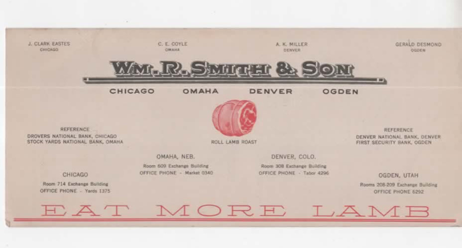 Omaha Nebraska Sheep Commission Merchants vintage mailer 1944 “Eat more lamb”