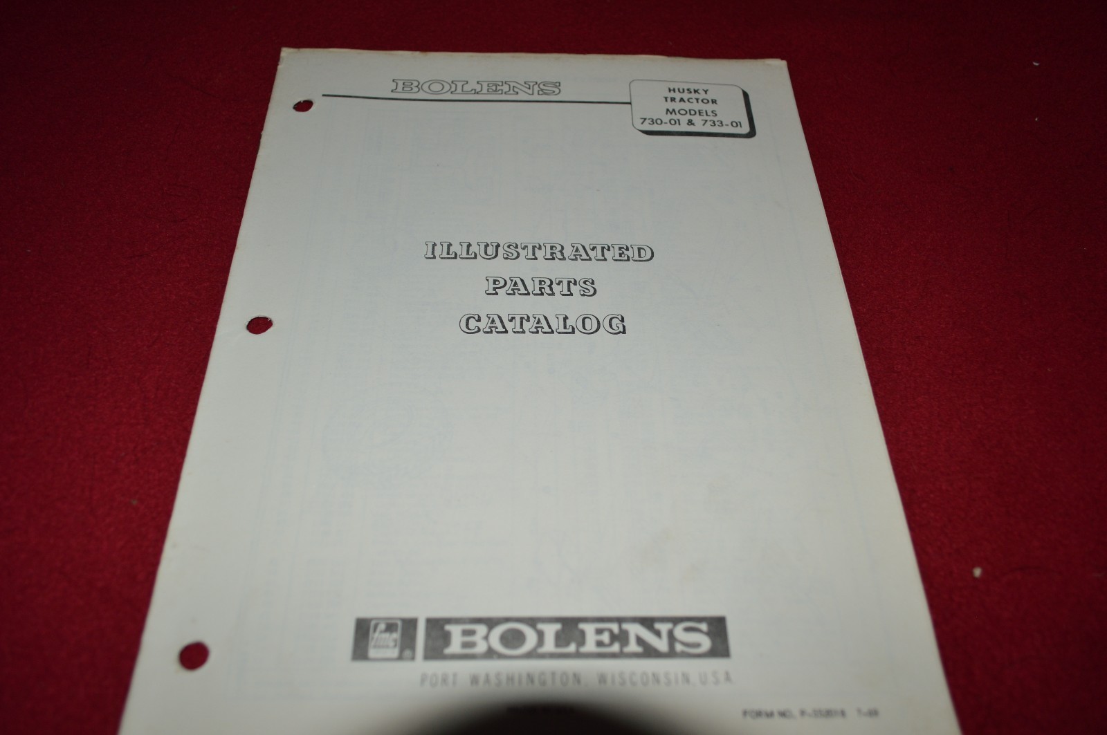 Bolens Husky Tractor Models 730-01 733-01 Dealer’s Parts Book Manual CHPA