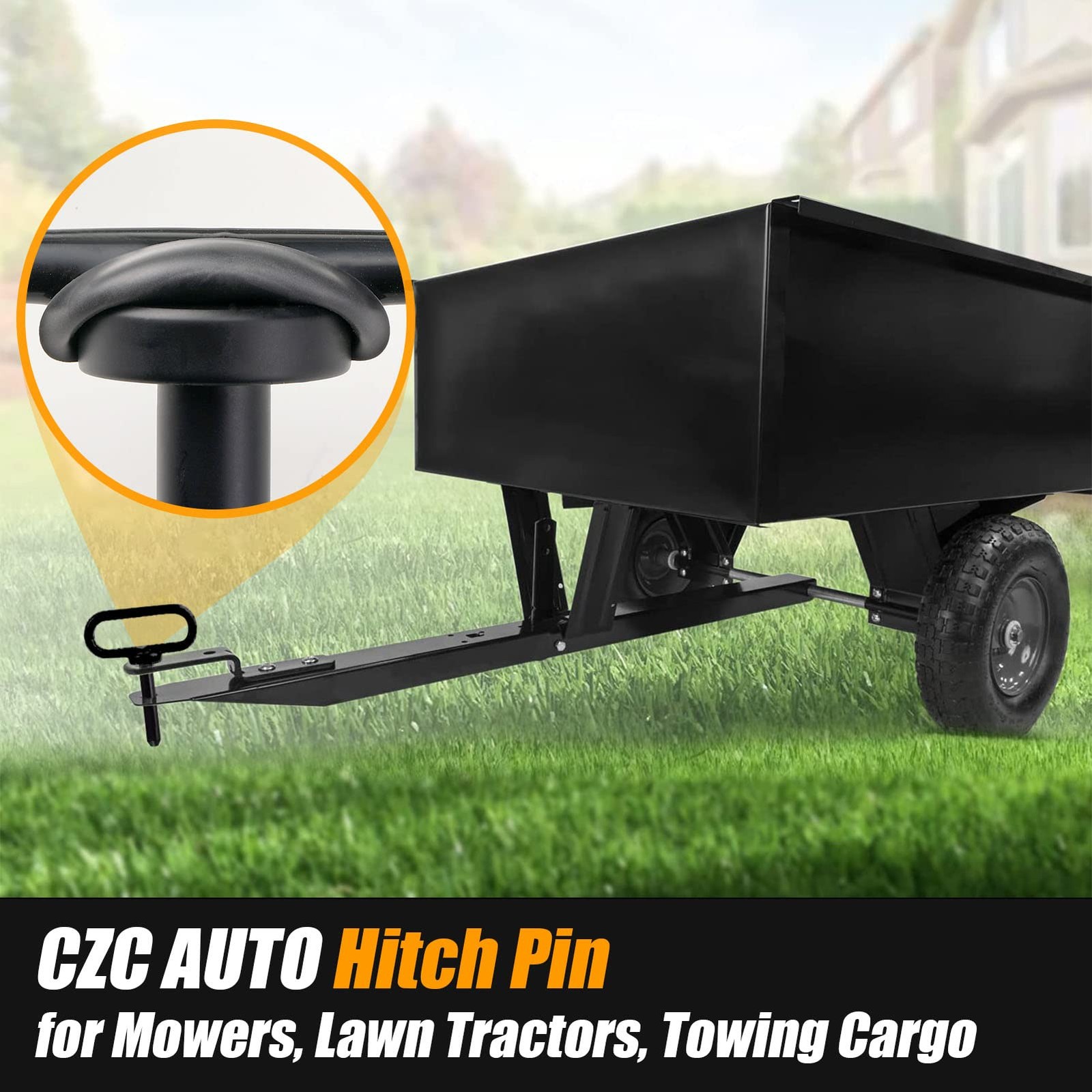 CZC AUTO 2 Pack Hitch Pin 1/2 x 3 Inch Lawn Mower Trailer 1/2inch, Black