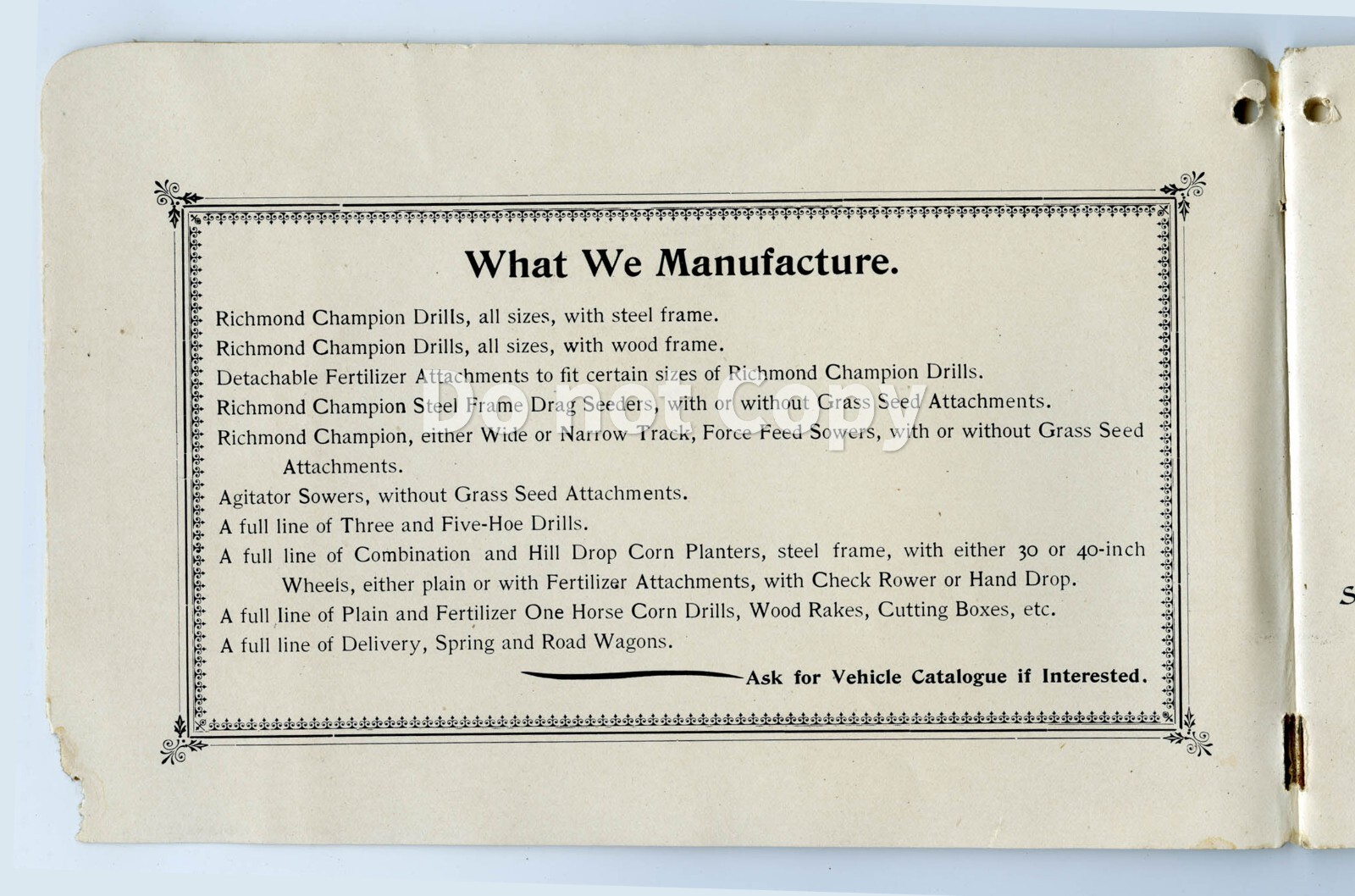 1800’s/1900’s Catalogue of Agricultural Implements by Wayne Works, Richmond, IN