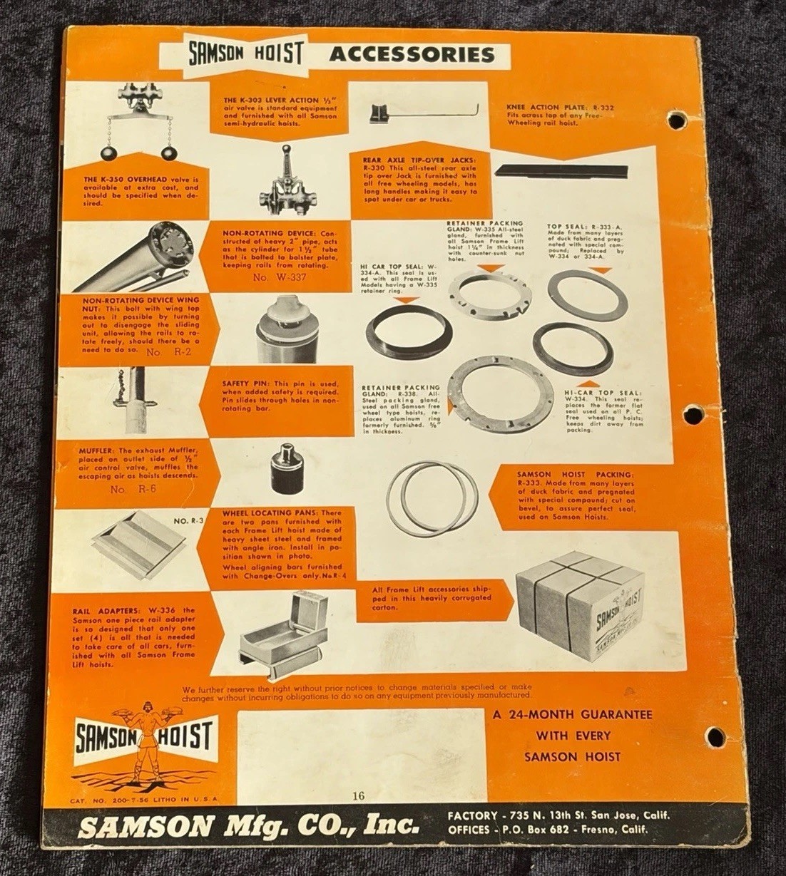 Vintage Original Samson Mfg Hoist Catalog Platform Industrial Equipment Supplies