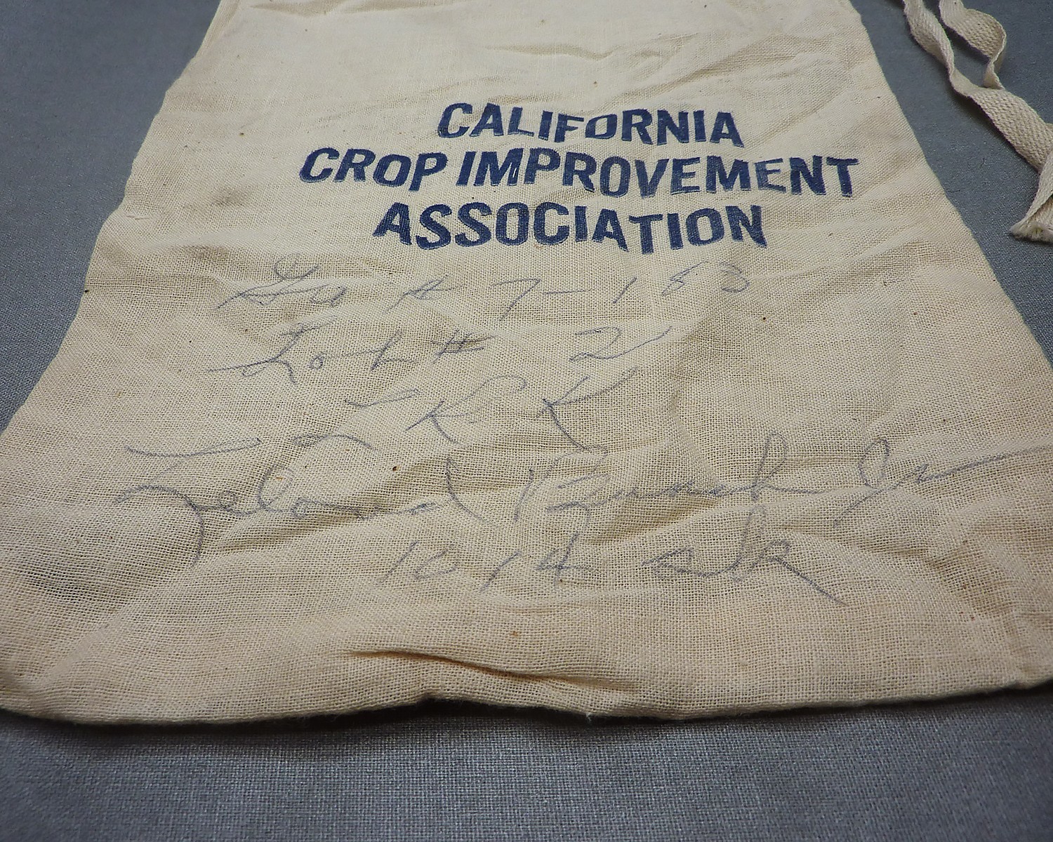 Vintage California Seed Association Cotton Canvas Seed Bag Agriculture 11.5″x7″