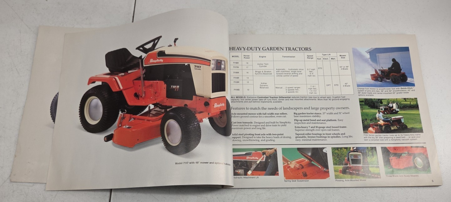 Vintage 1984 Simplicity Sales Brochure Garden Lawn Tractors Riding Mowers 840219