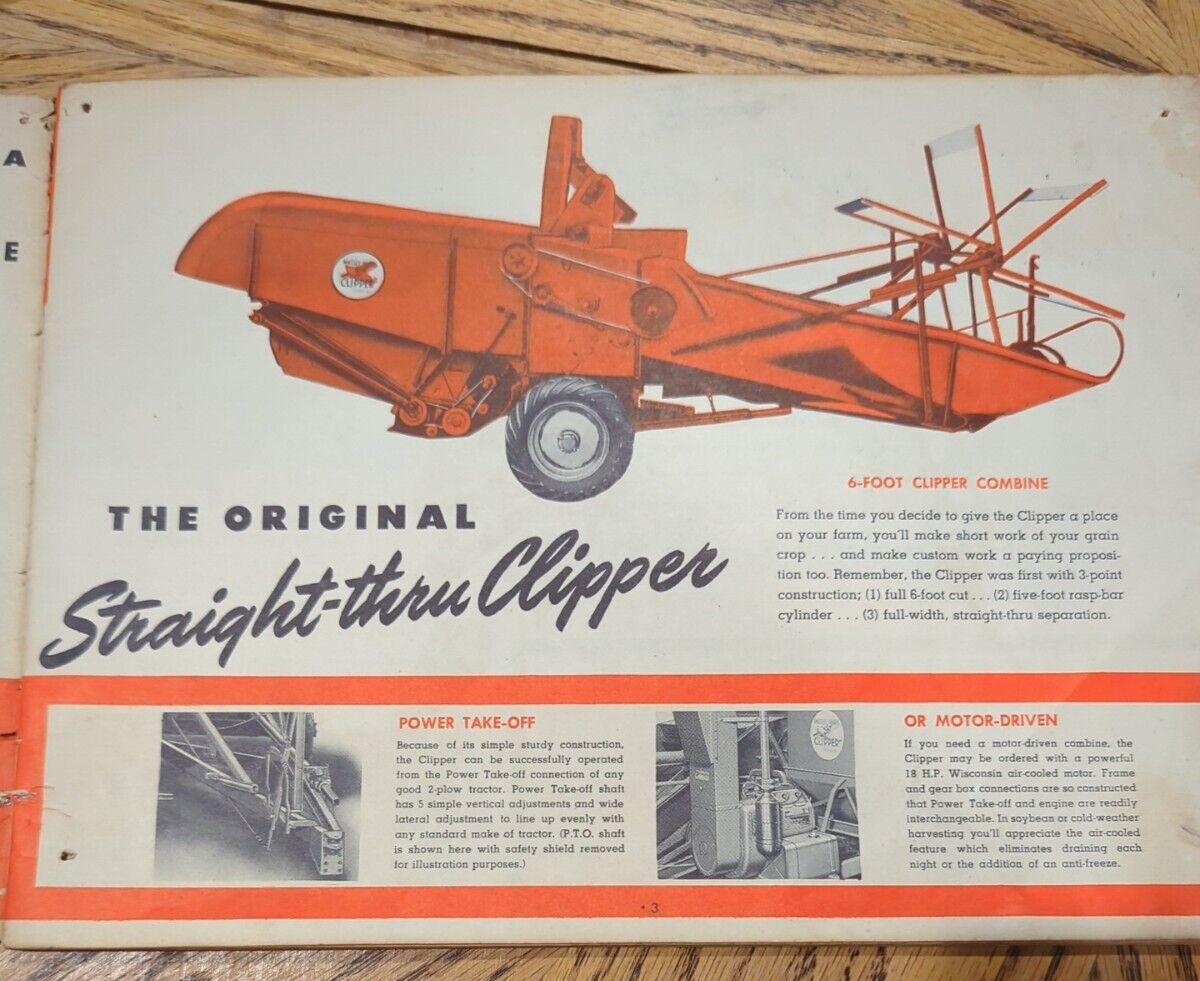Massey Harris 1950’s Combine Sales Booklet Full Color Lot Of 2 Combine Pts &Man