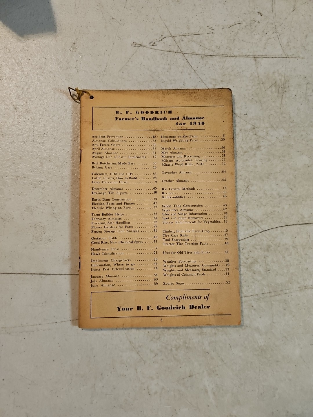 B F Goodrich Farmers Handbook And Almanac 1948. Missing Cover