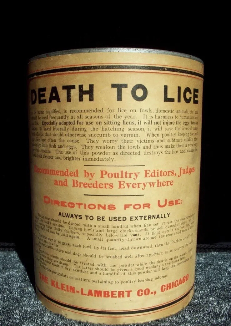 Lambert’s Death To lice Powder Antique Farm Agriculture Tin Advertising Rare