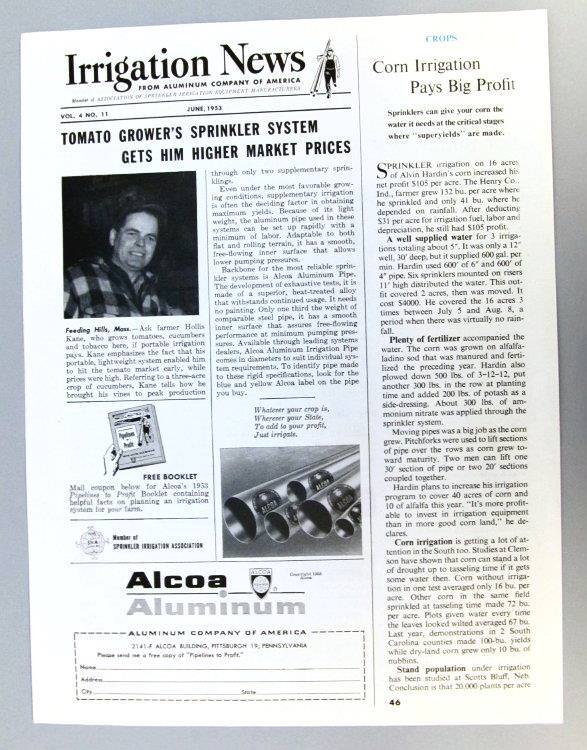 Original 1953 Alcoa Ad Photo Endorsed Hollis Kane of Feeding Hills Massachusetts