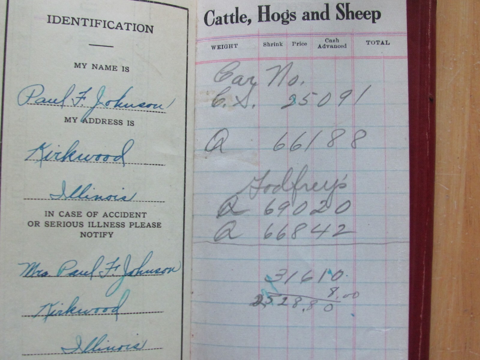 1919 National Livestock Commission Co Ledger Book Farm Cattle Horse and Sheep