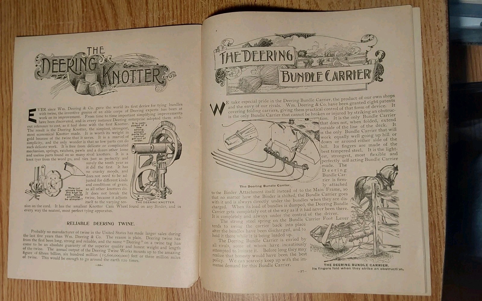 VINTAGE DEERING CO. CUTTING MACHINERY BOOKLET ”TRIUMPHS OF THE 19th CENTURY”