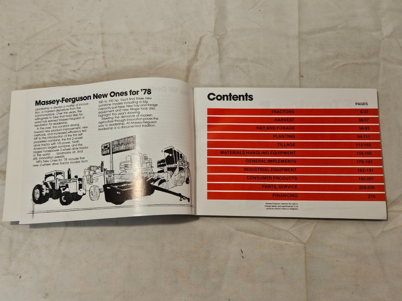 MASSEY-FERGUSON FARM MACHINERY GUIDE 1978 EDITION 212 PAGES