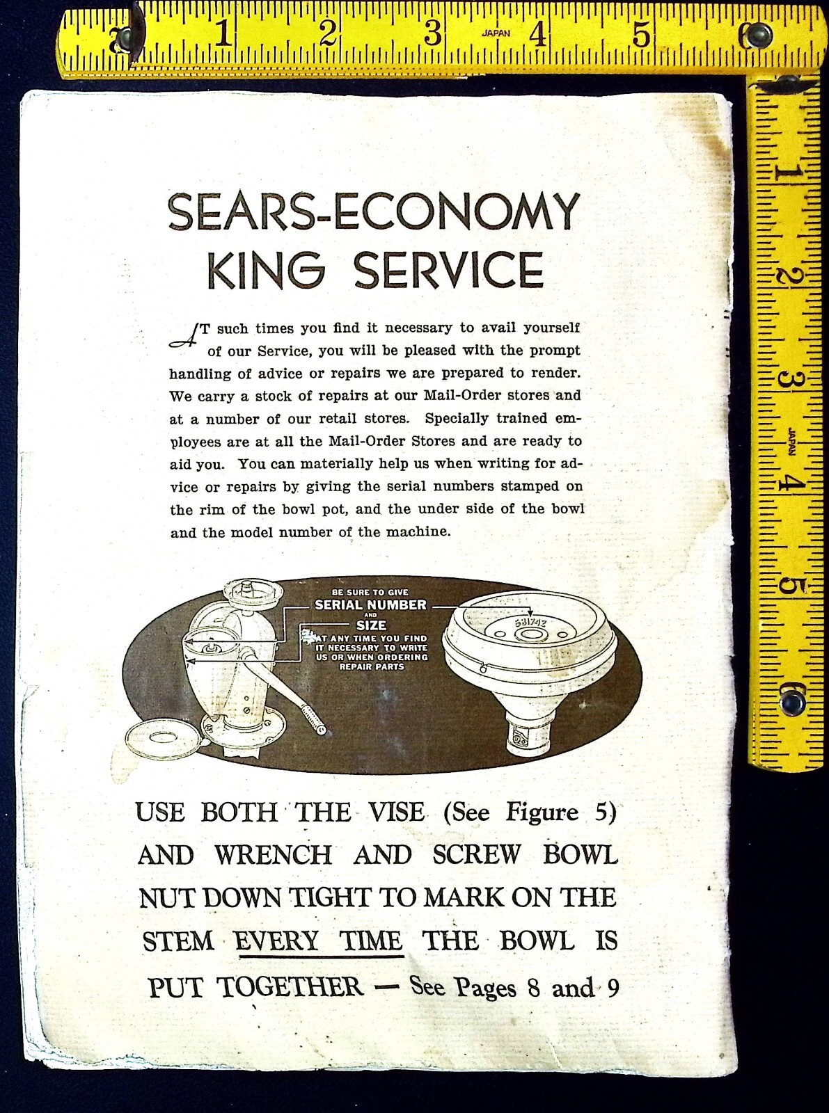 Sear, Roebuck – Economy King Cream Separator Instruction Manual – Vintage 1920’s