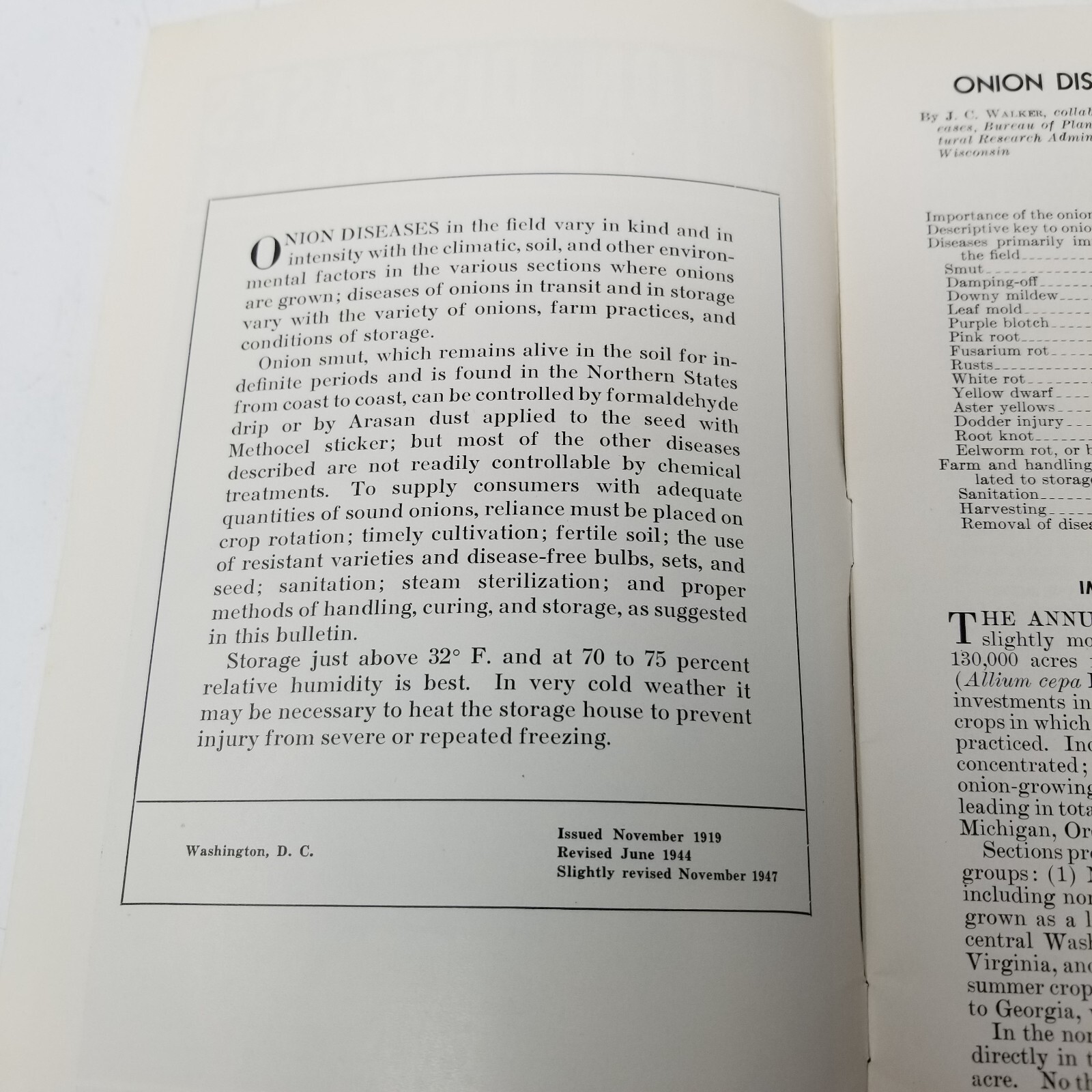 Onion Diseases Control 1947 Farmers’ Bulletin Booklet 1060 USDA Photos Charts