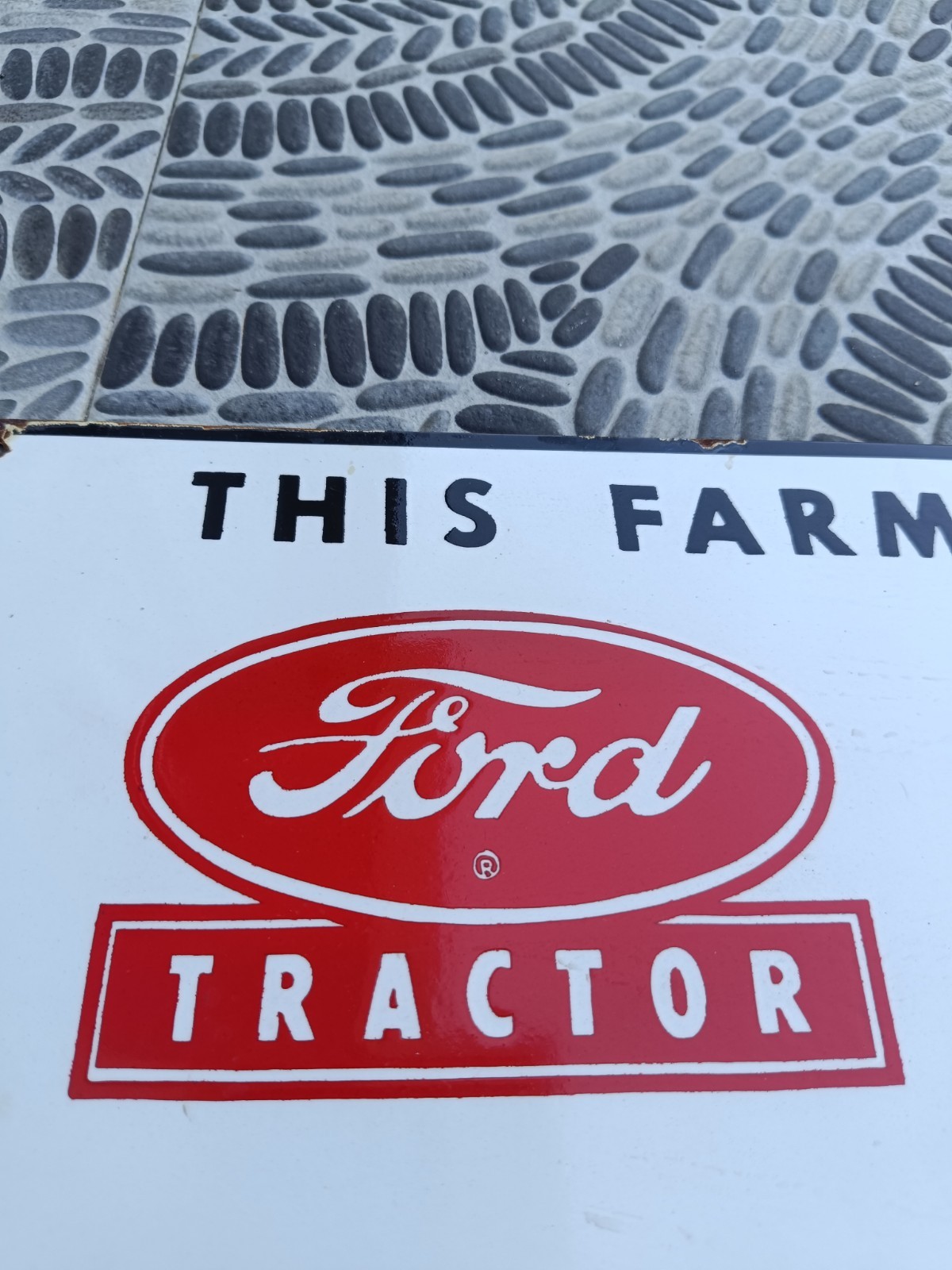 Rare Antique Not porcelain Vintage Model FORD Dearborn Painted PLATE Sign Farm