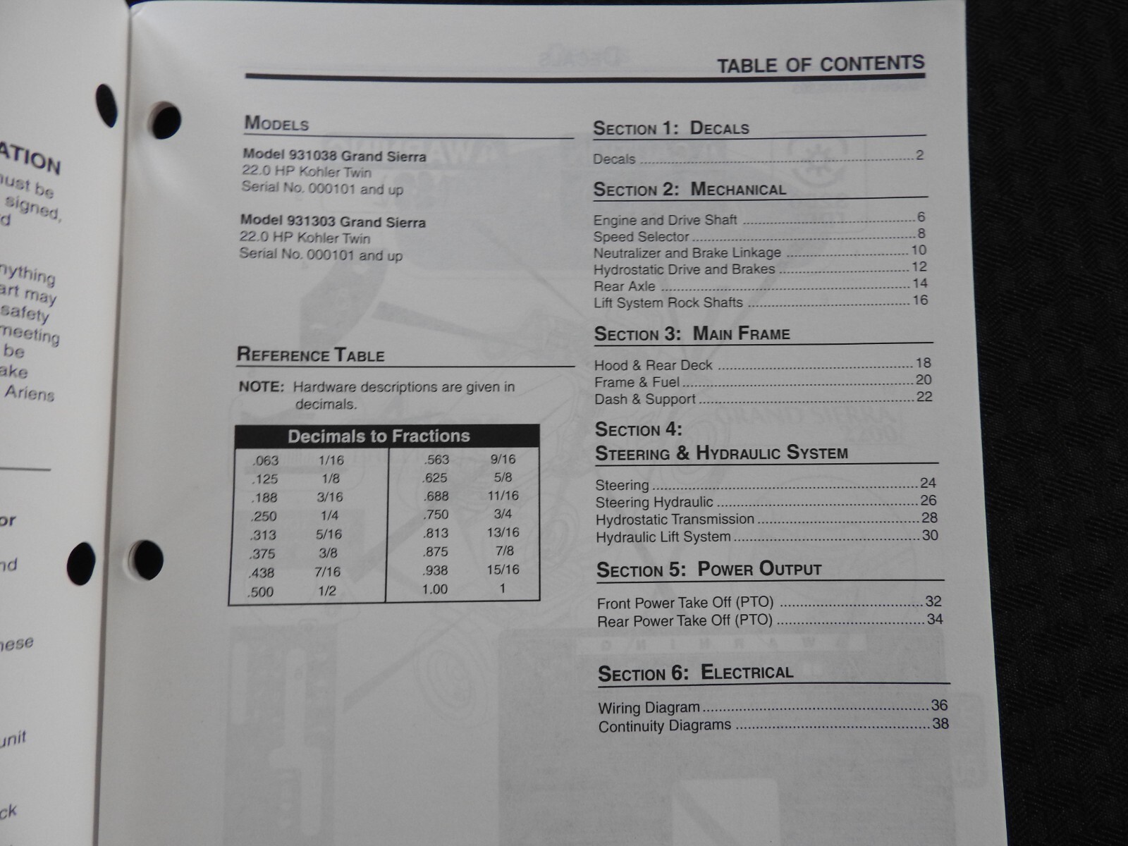 ARIENS GRAND SIERRA 038-GS22 303-GS22H LAWN TRACTOR PARTS CATALOG MANUAL