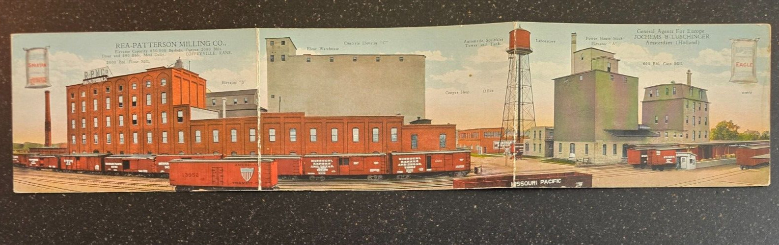 1920’s Vintage Tri-fold Postcard Size Ad, Rea-Patterson Milling, Coffeyville, KS