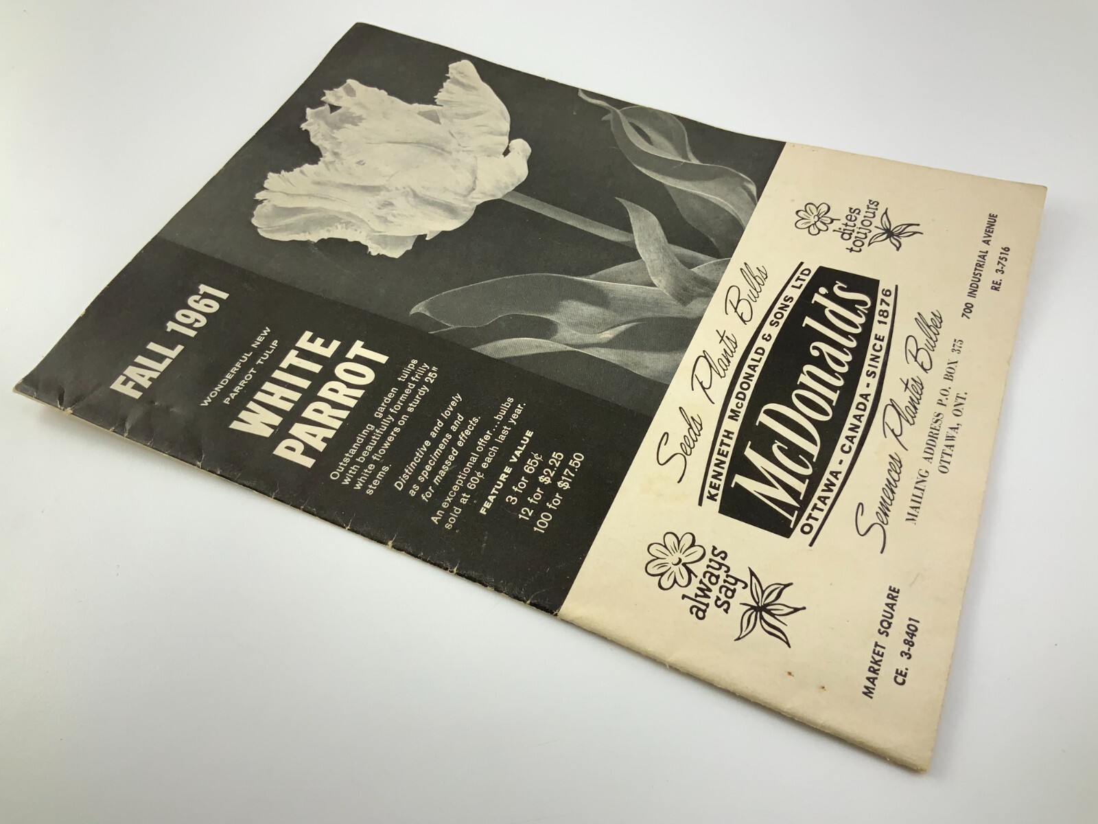 McDonald’s Seeds Plants Bulbs Catalogue Fall 1961 Catalog Ottawa Canada EE630