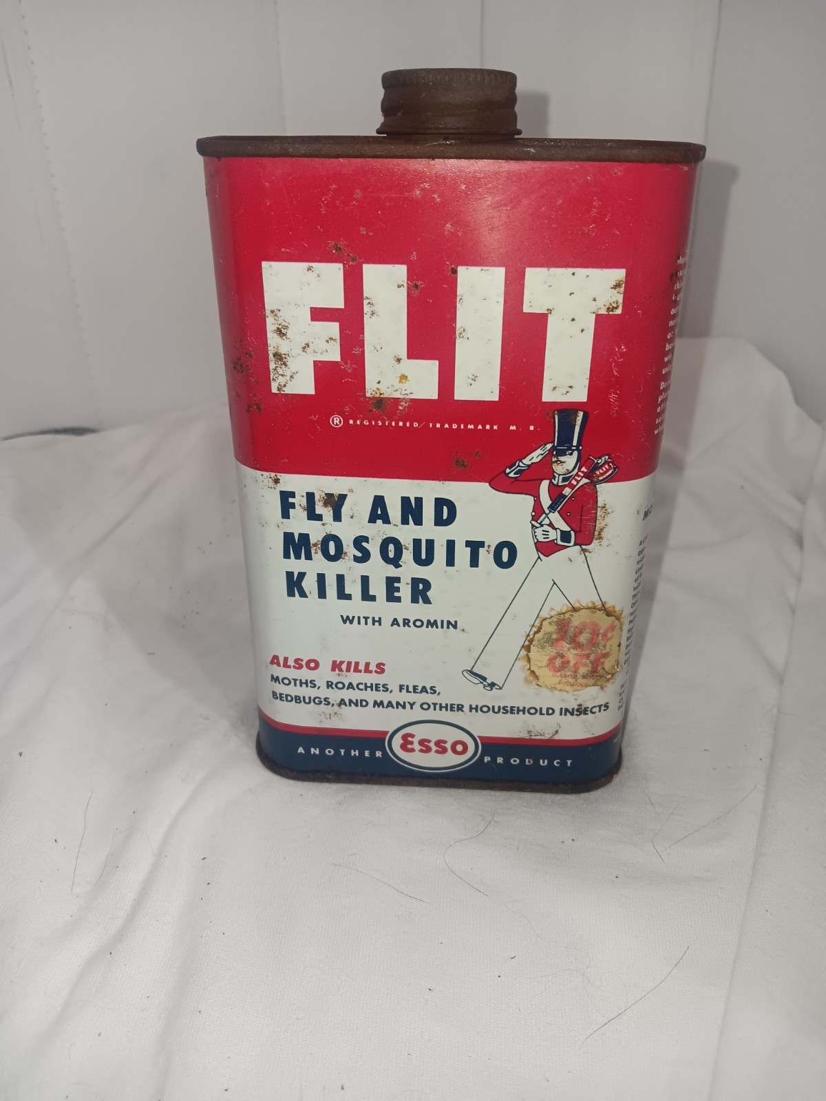 1940’s-ESSO Flit Fly and Mosquito Killer-EMPTY- Pint Vintage Metal Can-FREE SHIP