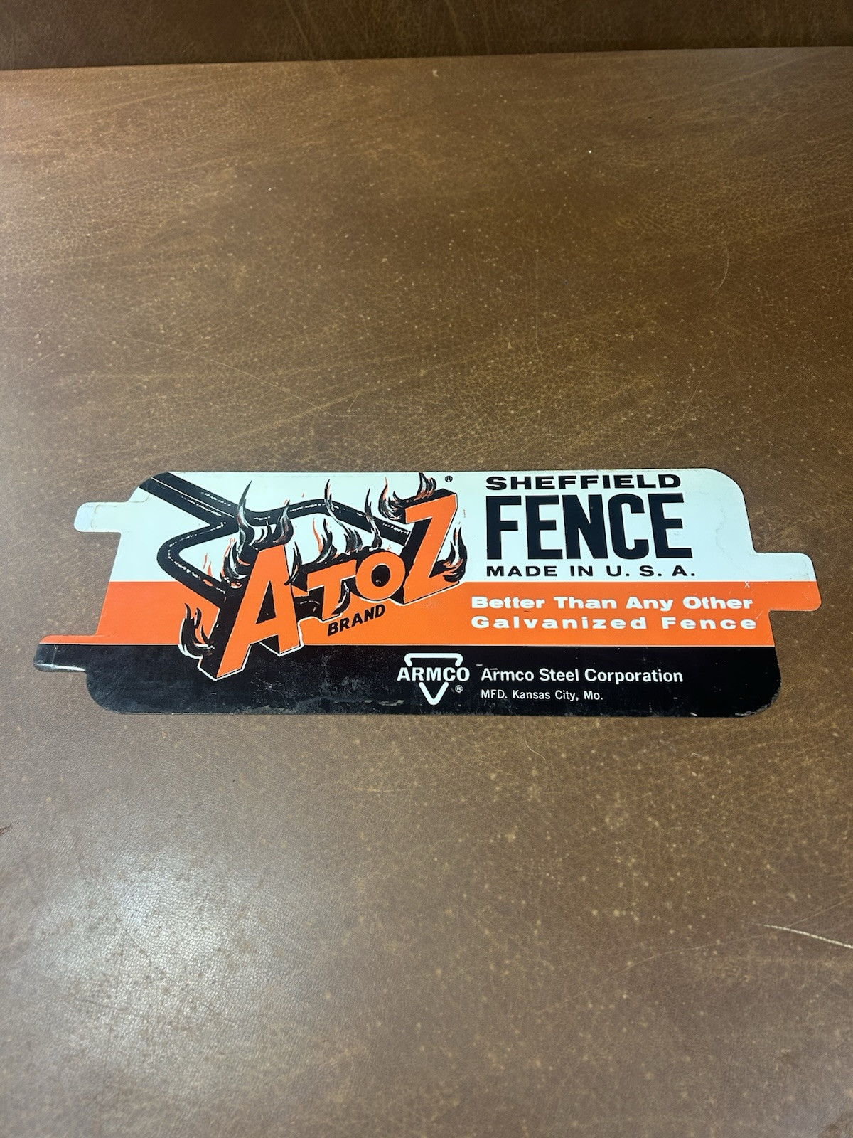 Original A to Z BRAND SHEFFIELD FENCE SIGN Double Sided 70’s 80’s NOS