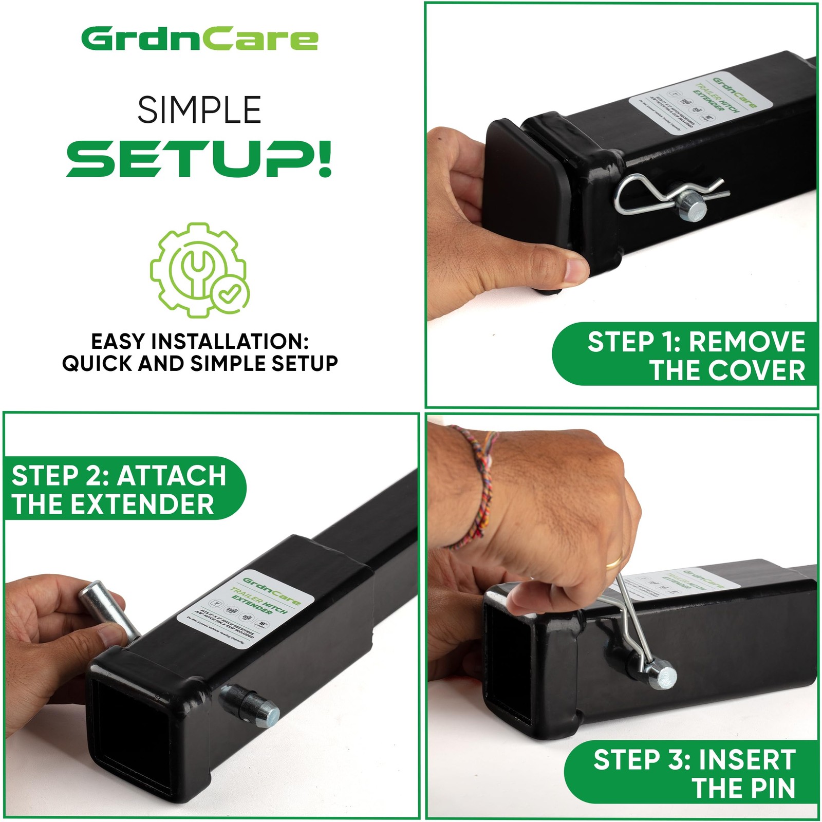 GrdnCare Heavy-Duty 10″ Trailer Hitch Extender for 2-Inch 10 Inch, Black