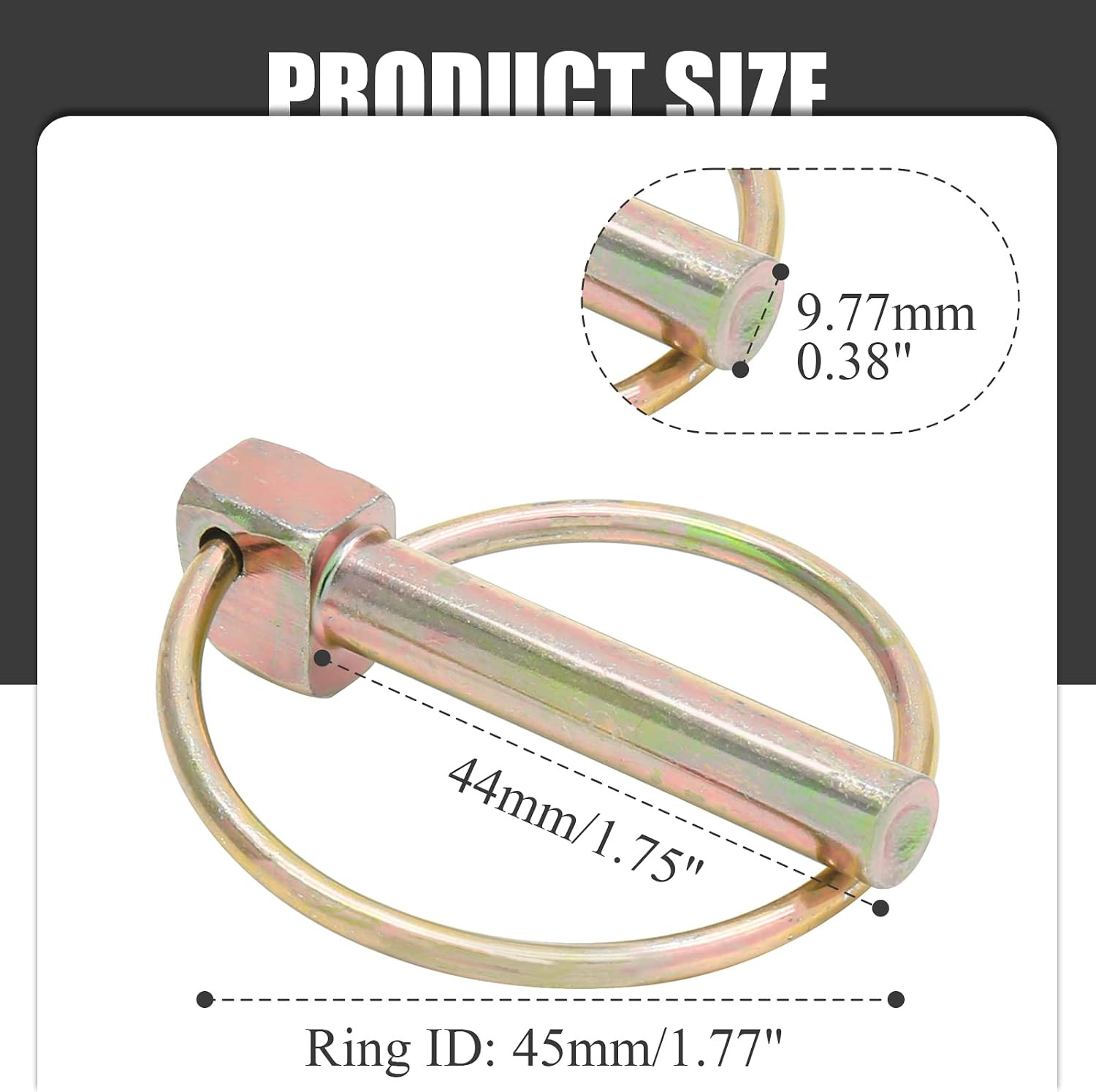 6Pcs 3/8 Inch Heavy Duty Lynch Pin with Ring, round Linch Pins Assortment Kit