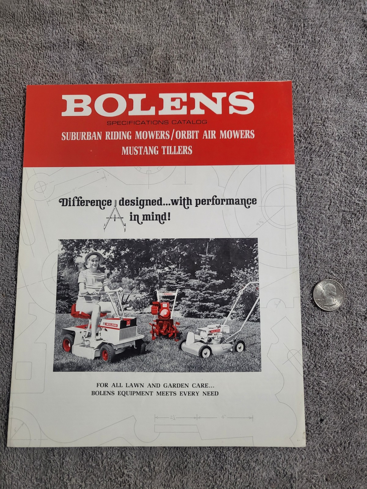 Vintage 1968 Bolens 8724 SUBURBAN 24 RIDING MOWER MOWER MUSTANG TILLER BROCHURE