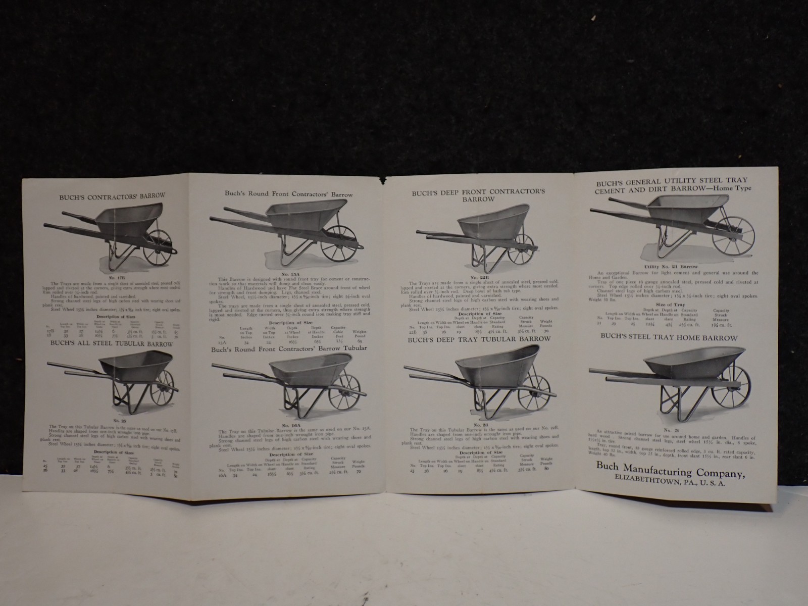 CIRCA 1890-1900 BUCH’s WHEELBARROWS / GARDEN BARROWS CATALOG Lancaster PA