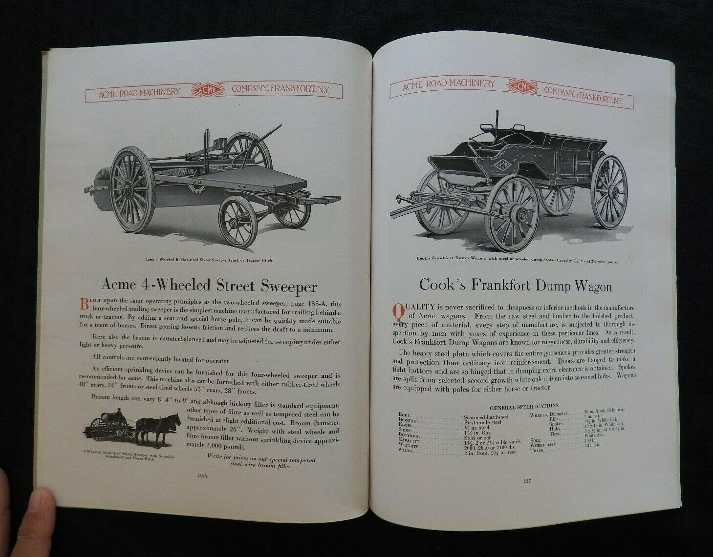 1927 ACME MACHINERY COMPANY “ROAD GRADERS” CATALOG BROCHURE TANKERS FRANKFORT NY