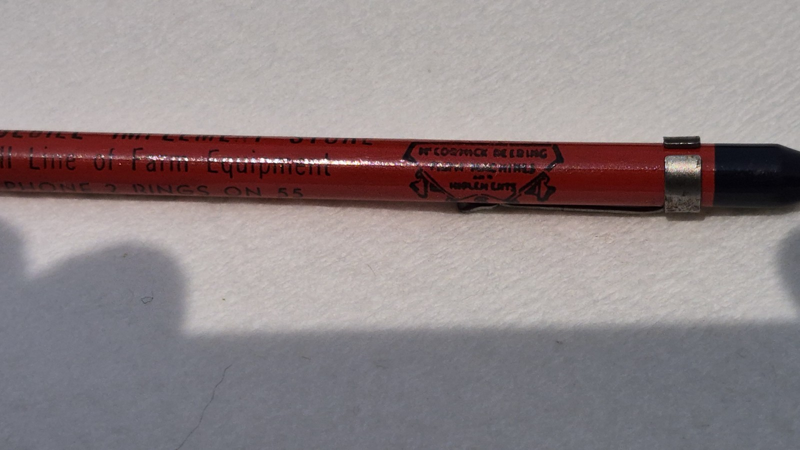 “MCCORMICK-DEERING*Klingeriel Implement Store*Alton, ILL.” SOLID GRAPHITE Pencil