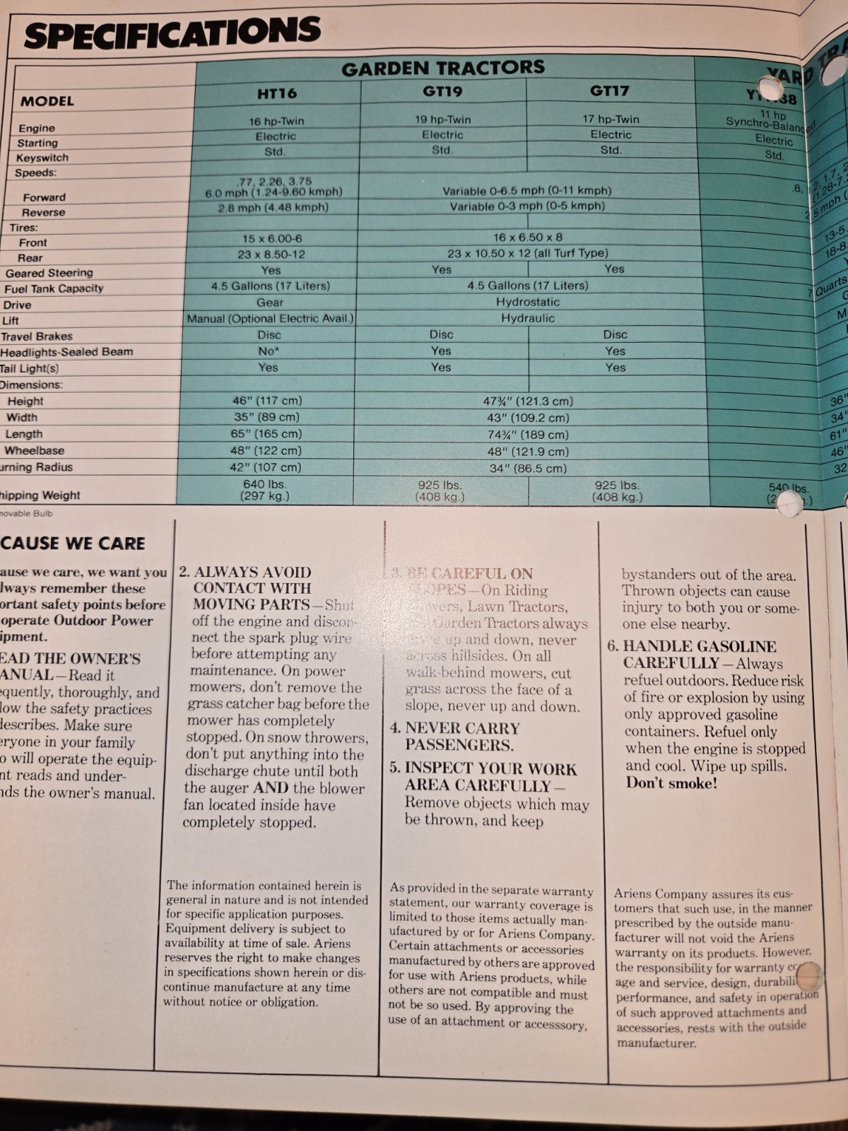2 1983 ARIENS DEALERSHIP ADVERTISING BROCHURES SNO-THRO TRACTORS & SNO-THROS