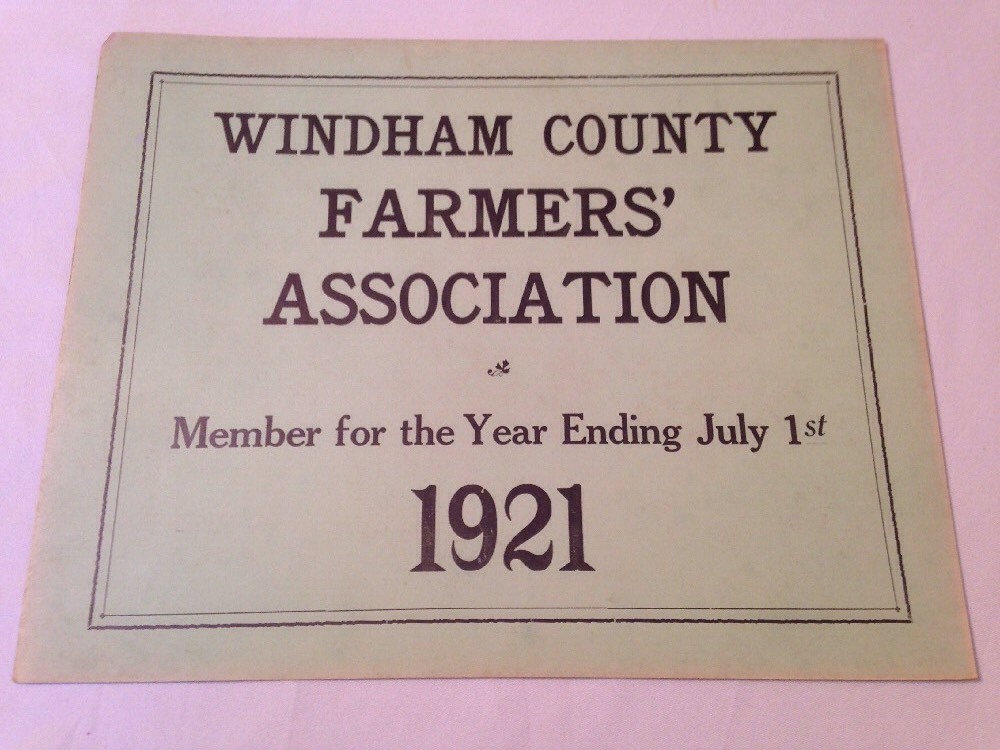 Windham County Farmers Association 1921 Members Placard Sign CT