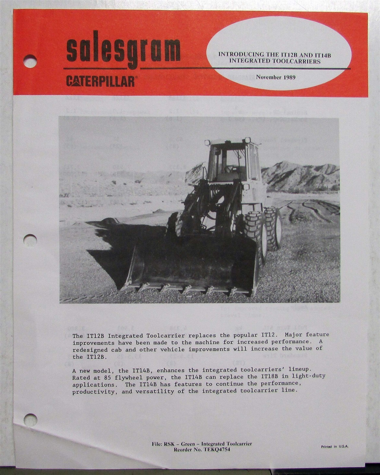1990 Caterpillar Integrated Toolcarrier 12B 14B Specs Construction Salesgram