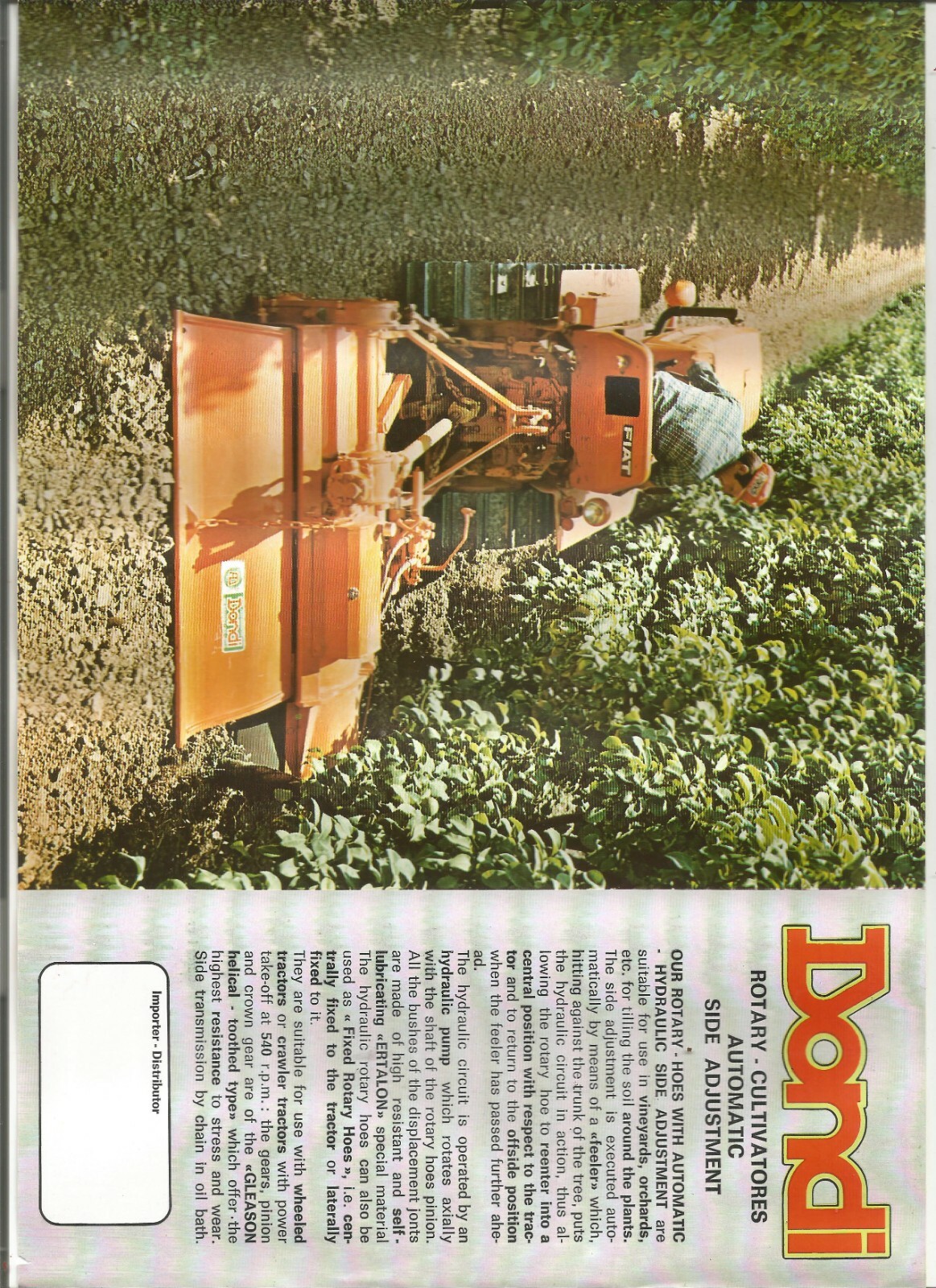 Original Dondi DCL FI Model Series Rotary Cultivators Sales Brochure Spec Sheet