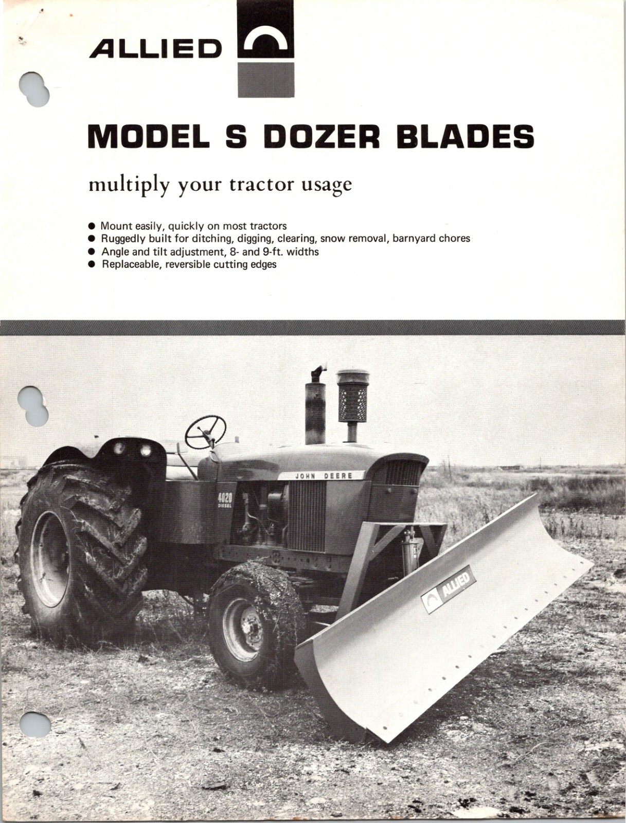 Vintage Allied Model S Dozer Blades Chicago Sales & Dealer Advertising Brochure