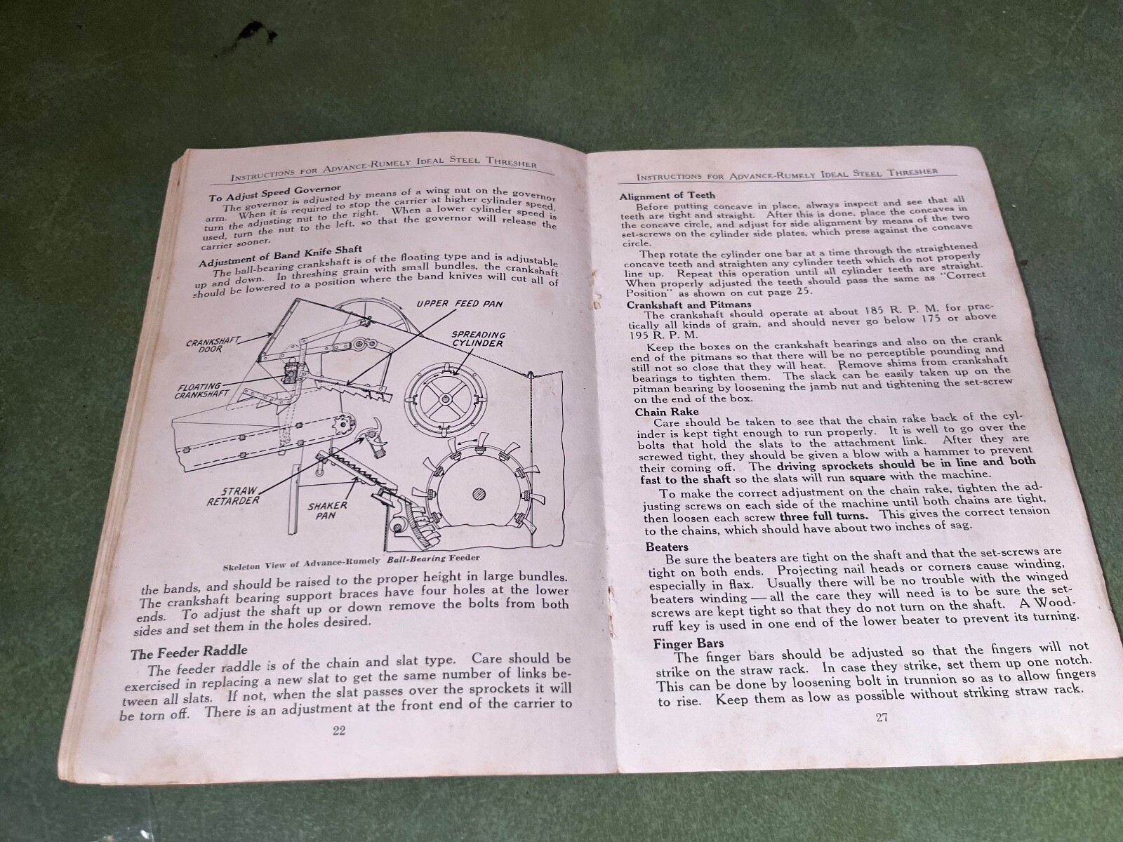 Original Rumley equipment Ideal Steel Threshers Operating Instructions