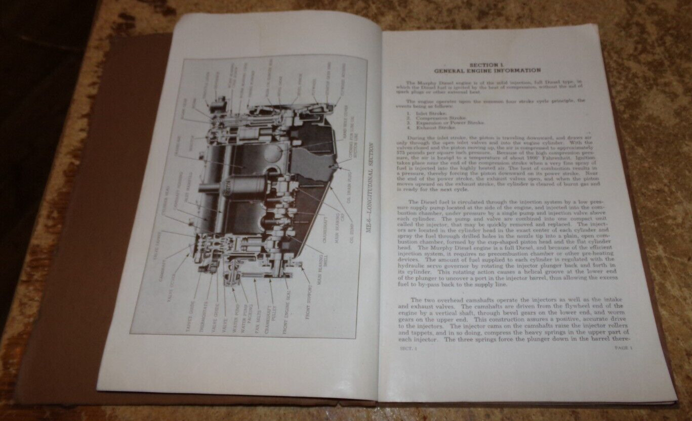vintage murphy diesel engines instruction manual good used
