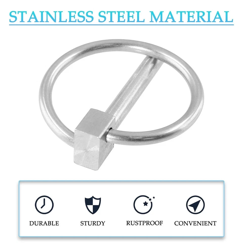 2 Pcs Heavy Duty Lynch Pin, Stainless Steel 3/16″ X 1-1/4″ Linch Pin with Ring f