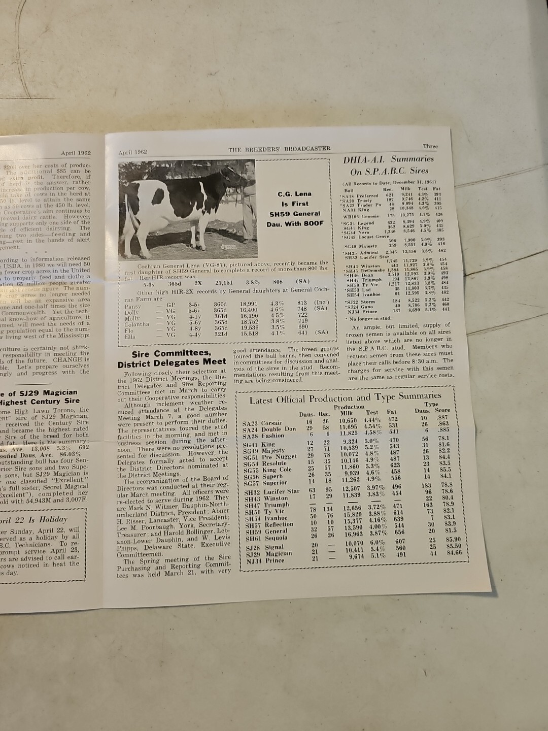 THE BREEDERS’ BROADCASTER April 1962 CATTLE S.P.A.B.C. BREEDERS NEWSLETTER