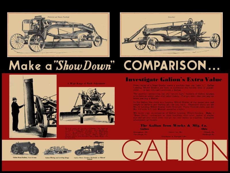 1935 Galion Iron Works Leaning Wheel Grader NEW Metal Sign: 12×16″ Ships Free